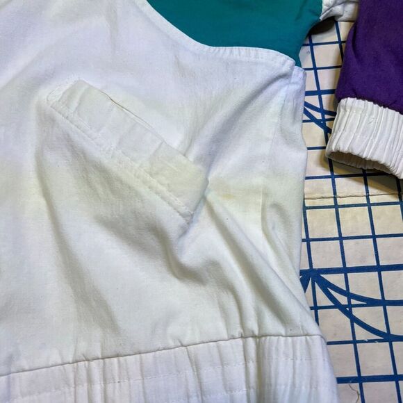 Eagles Ridge Full Zip Windbreaker Size Large Retro Geometric White Jacket - Picture 5 of 13